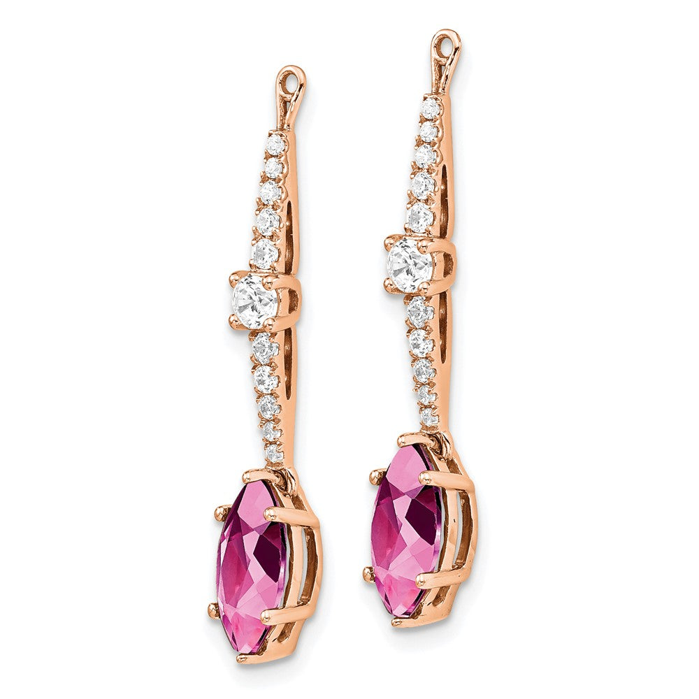 14K Roségold Ohrring-Jacket mit im Labor gezüchteten Diamanten (VS/SI+, G+) und gezüchteten Pink-Saphiren