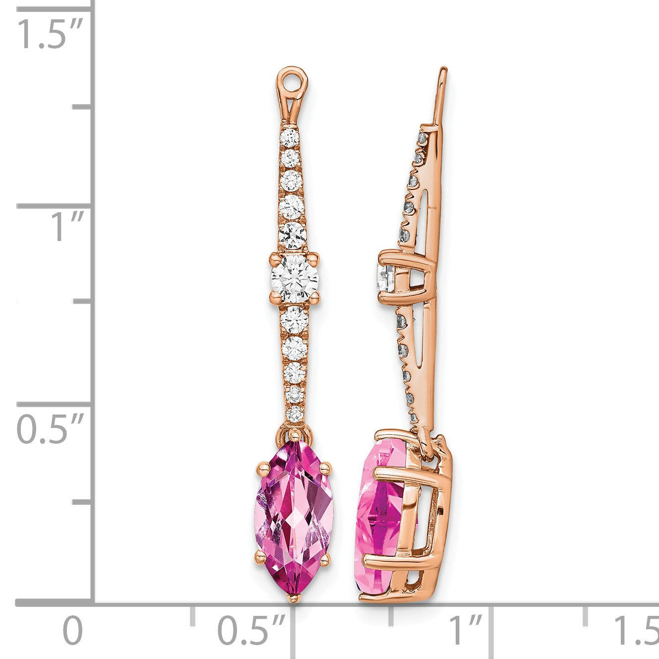 14K Roségold Ohrring-Jacket mit im Labor gezüchteten Diamanten (VS/SI+, G+) und gezüchteten Pink-Saphiren