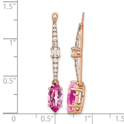 14K Roségold Ohrring-Jacket mit im Labor gezüchteten Diamanten (VS/SI+, G+) und gezüchteten Pink-Saphiren