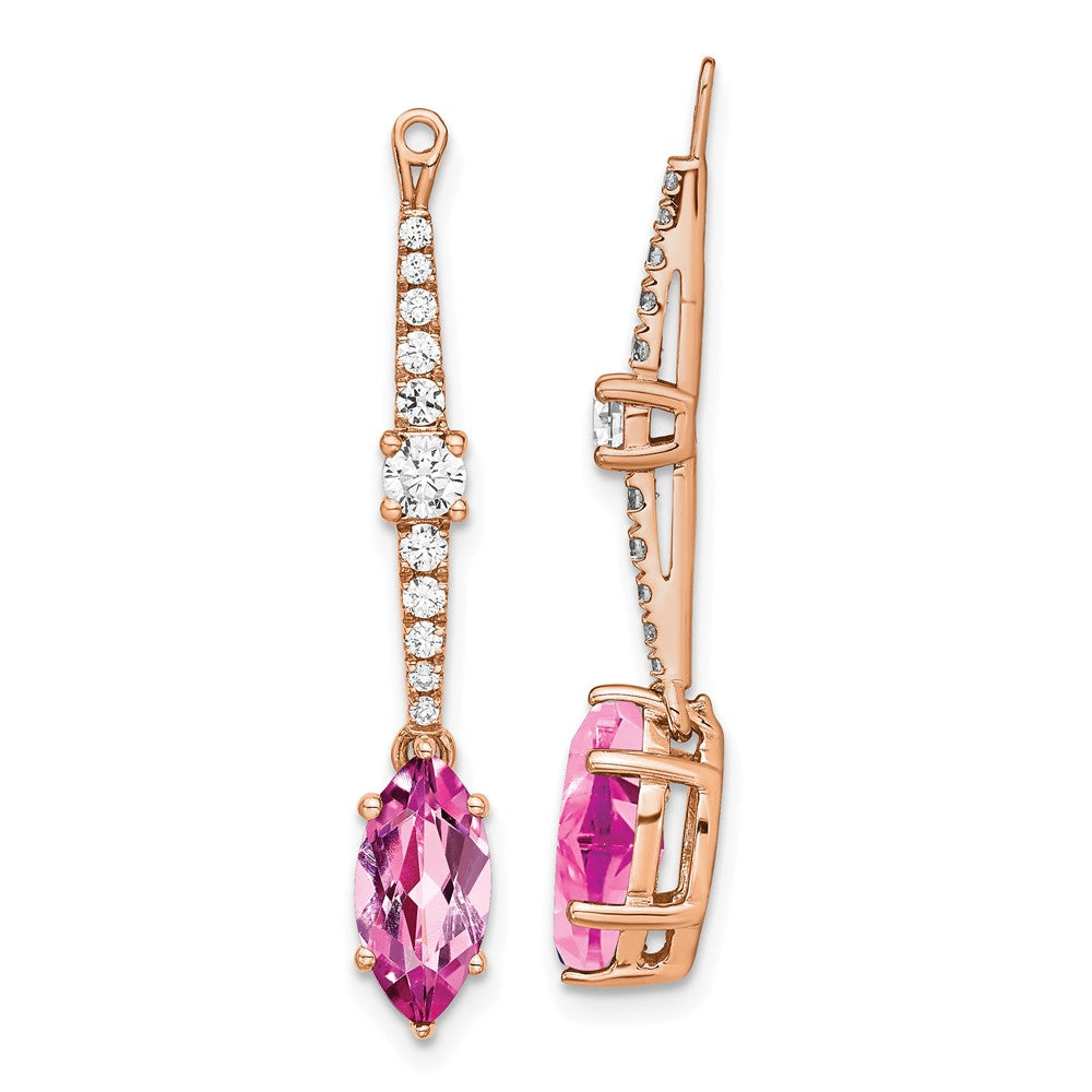 14K Roségold Ohrring-Jacket mit im Labor gezüchteten Diamanten (VS/SI+, G+) und gezüchteten Pink-Saphiren