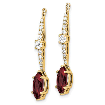 14K Gelbgold Ohrring-Jackets mit 0,5 ct. im Labor gezüchteten Diamanten VS/SI+ G+ und im Labor gezüchteten Rubinen