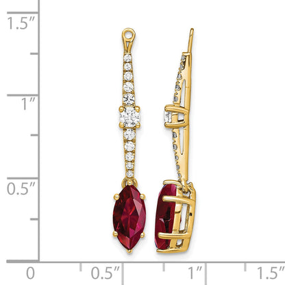 14K Gelbgold Ohrring-Jackets mit 0,5 ct. im Labor gezüchteten Diamanten VS/SI+ G+ und im Labor gezüchteten Rubinen