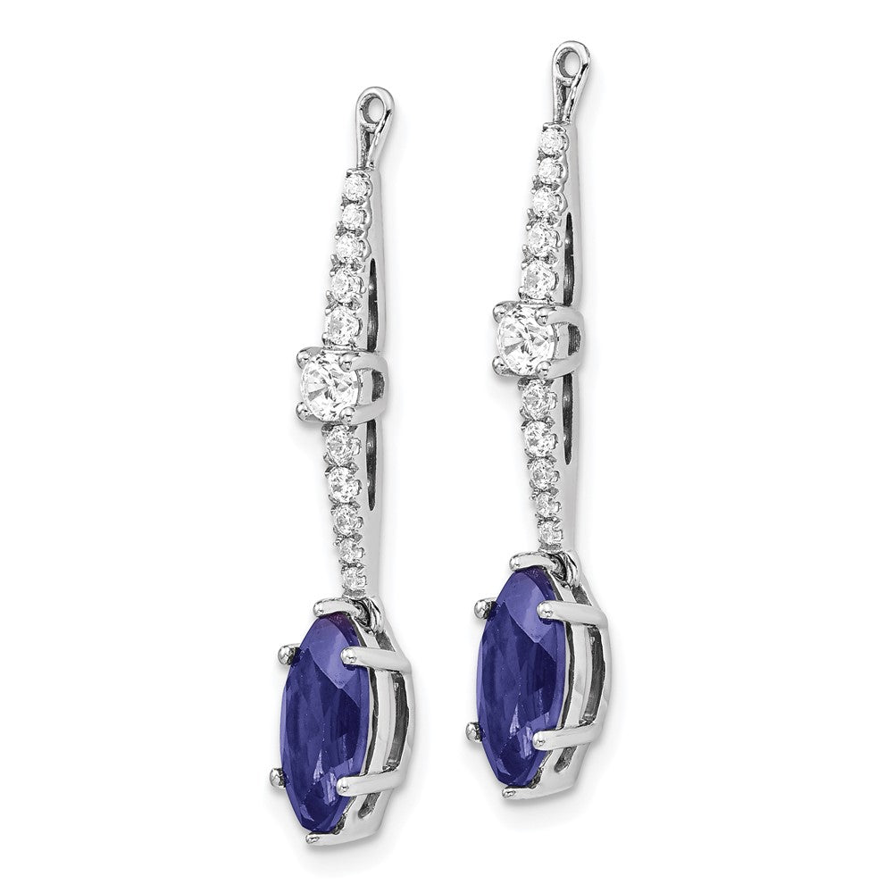 14K Weißgold Ohrring-Jackets mit 0,5 ct. im Labor gezüchteten Diamanten VS/SI+ G+ und im Labor gezüchteten blauen Saphiren