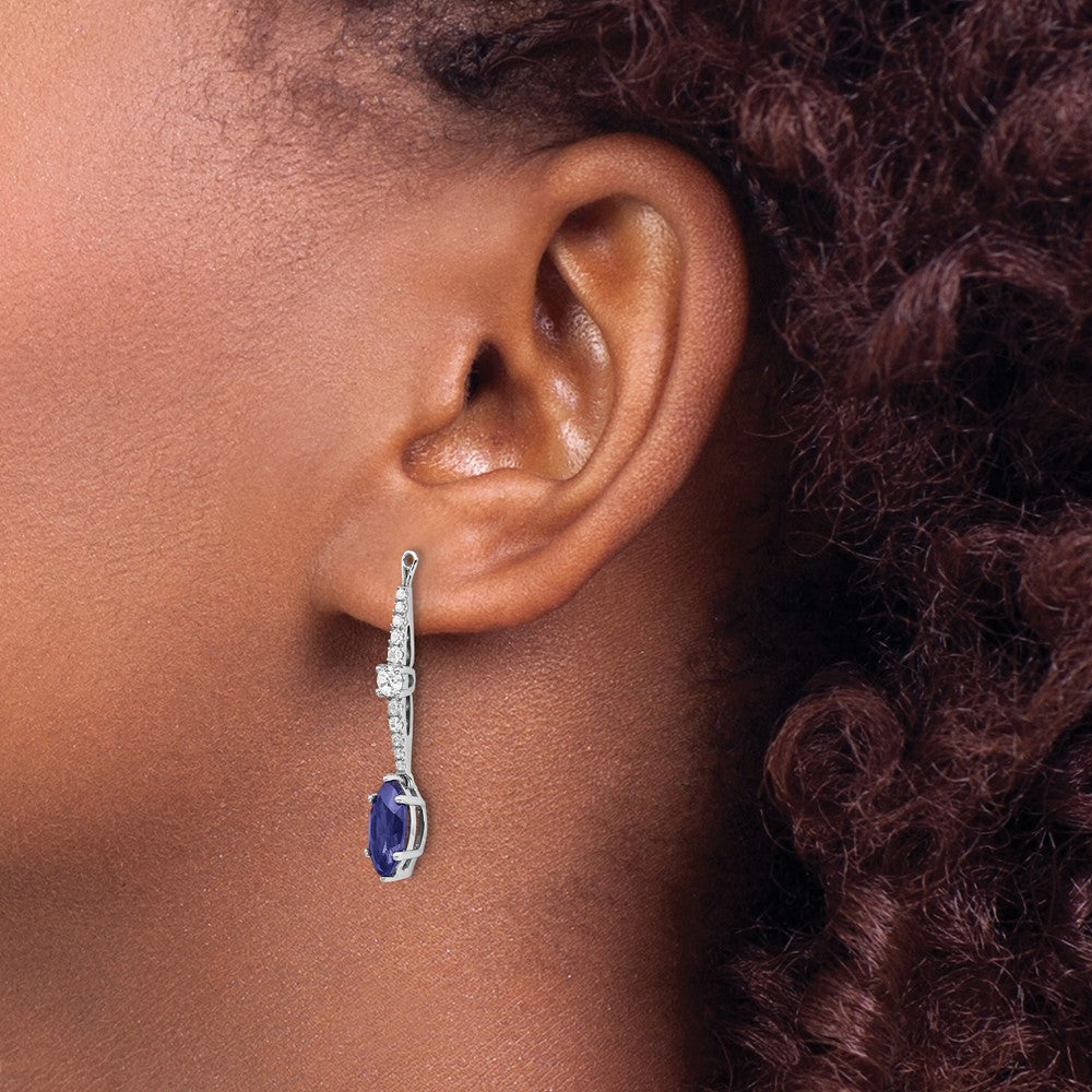 14K Weißgold Ohrring-Jackets mit 0,5 ct. im Labor gezüchteten Diamanten VS/SI+ G+ und im Labor gezüchteten blauen Saphiren