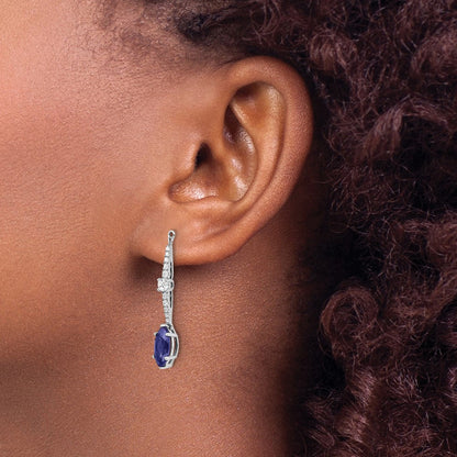 14K Weißgold Ohrring-Jackets mit 0,5 ct. im Labor gezüchteten Diamanten VS/SI+ G+ und im Labor gezüchteten blauen Saphiren