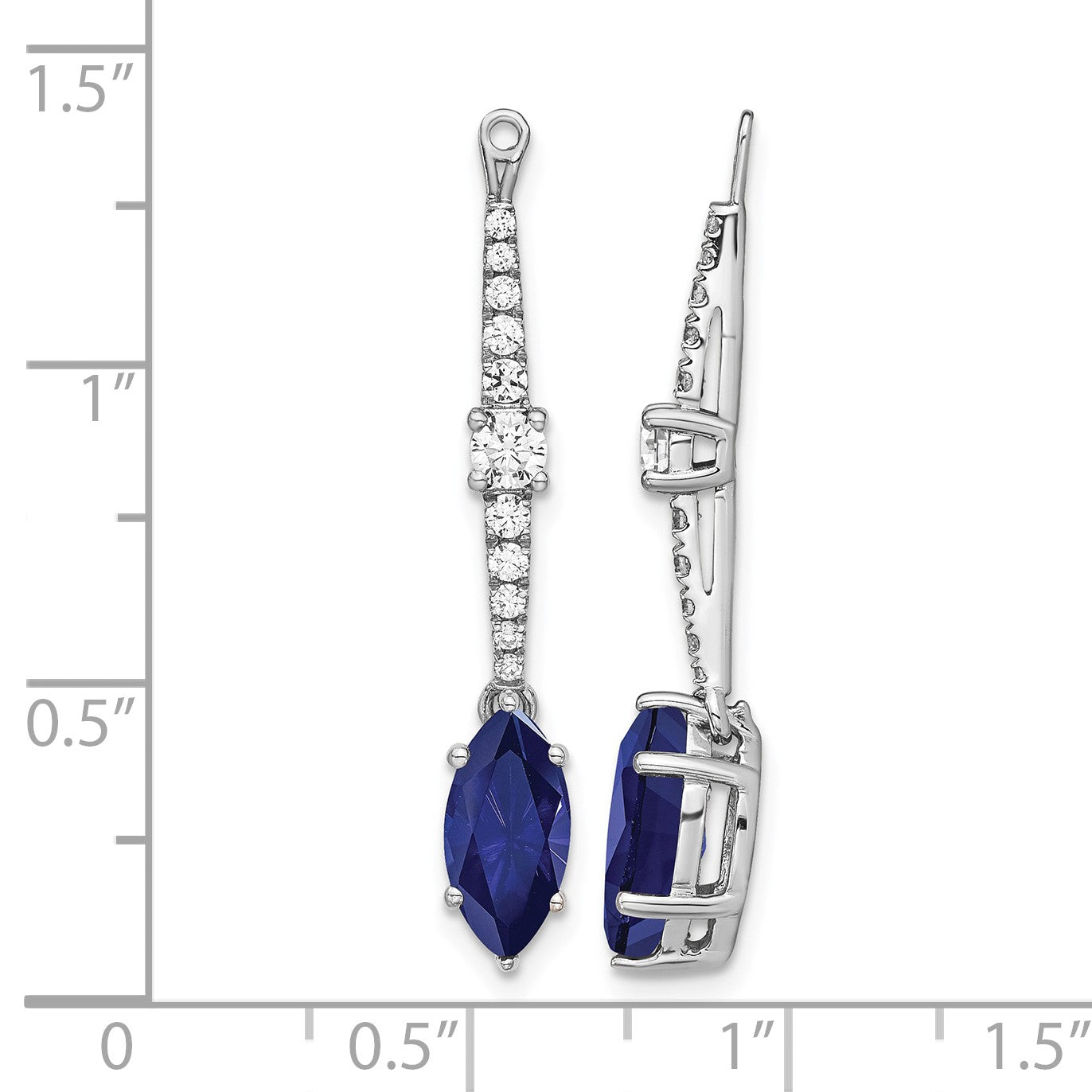 14K Weißgold Ohrring-Jackets mit 0,5 ct. im Labor gezüchteten Diamanten VS/SI+ G+ und im Labor gezüchteten blauen Saphiren