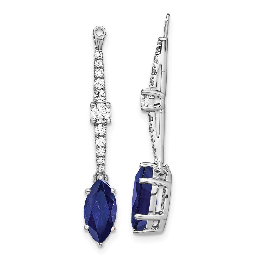 14K Weißgold Ohrring-Jackets mit 0,5 ct. im Labor gezüchteten Diamanten VS/SI+ G+ und im Labor gezüchteten blauen Saphiren
