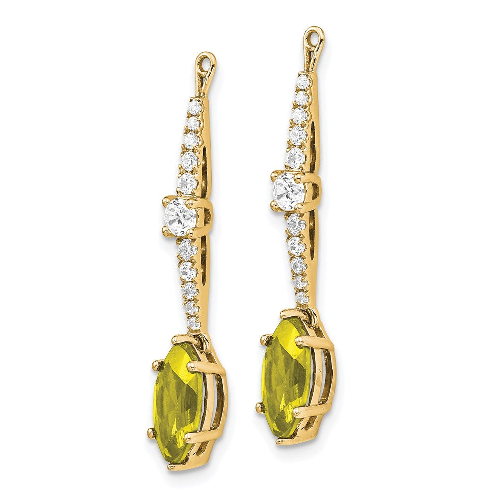 14K Gelbgold Ohrring-Jackets mit im Labor gezüchteten Diamanten VS/SI+ G+ und gezüchteten Saphiren