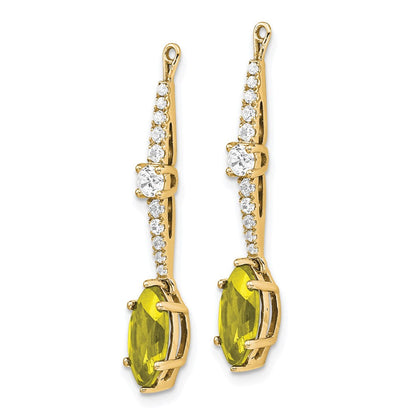 14K Gelbgold Ohrring-Jackets mit im Labor gezüchteten Diamanten VS/SI+ G+ und gezüchteten Saphiren