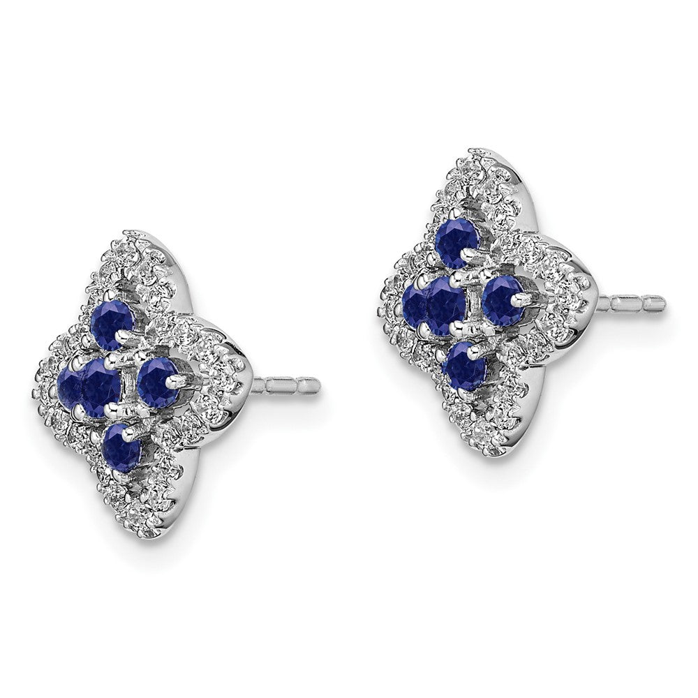 14K Weißgold Ohrstecker mit 0,33 ct. im Labor gezüchteten Diamanten VS/SI+ G+ und synthetischem Saphir