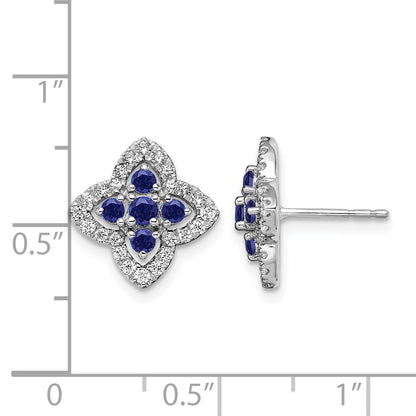 14K Weißgold Ohrstecker mit 0,33 ct. im Labor gezüchteten Diamanten VS/SI+ G+ und synthetischem Saphir