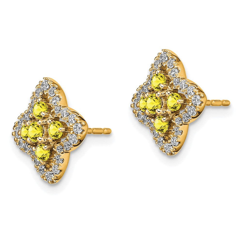 14K Gelbgold Ohrringe mit laborgezüchtetem Diamant VS/SI+ G+ und synthetischem Saphir