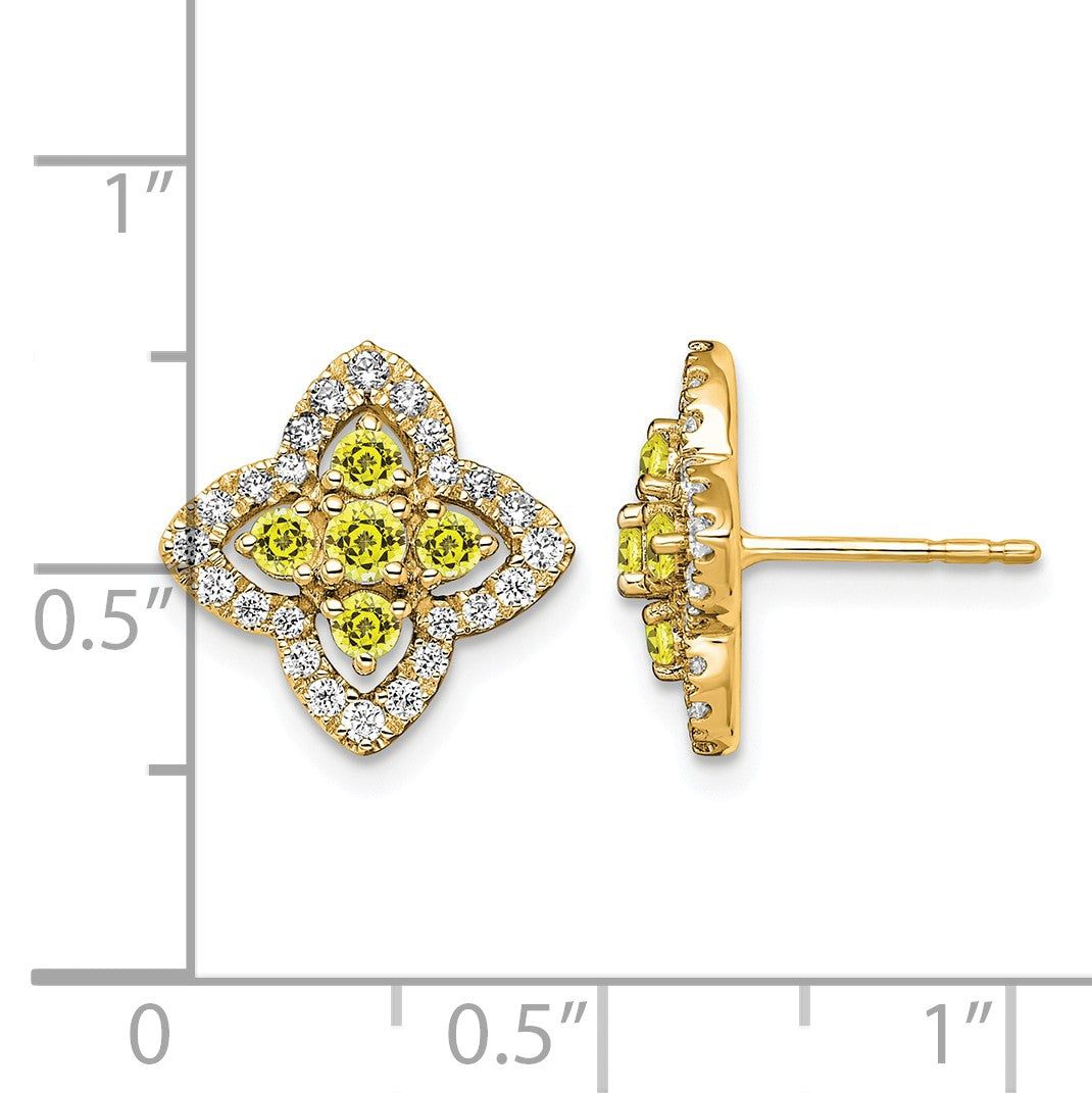 14K Gelbgold Ohrringe mit laborgezüchtetem Diamant VS/SI+ G+ und synthetischem Saphir
