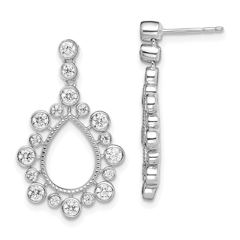 14K Weißgold 1,125 ct. Laborgezüchtete Diamant-Ohrhänger im Tropfenschliff mit Zargenfassung und Stecker VS/SI+ G+