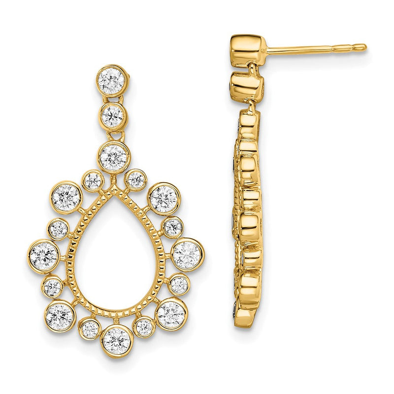 14K Gelbgold Ohrhänger mit 1,125 ct. Laborgezüchteten Diamanten VS/SI+ G+, Tropfenform, Zargenfassung, mit Stecker