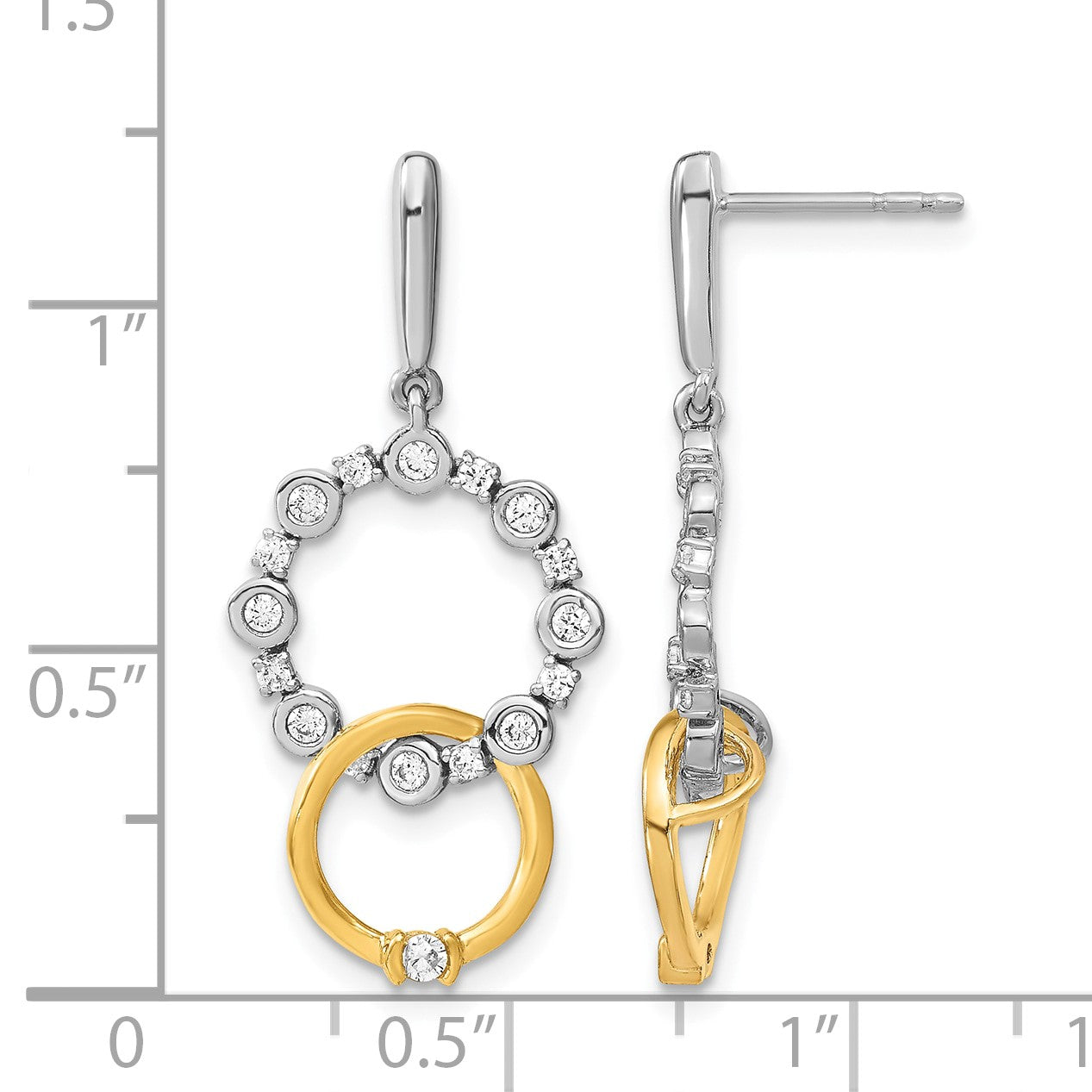 14K Bicolor Laborgezüchtete Diamant-Ohrhänger mit Steckverschluss, Fancy-Circle-Form, 0,375 ct., VS/SI+ G+