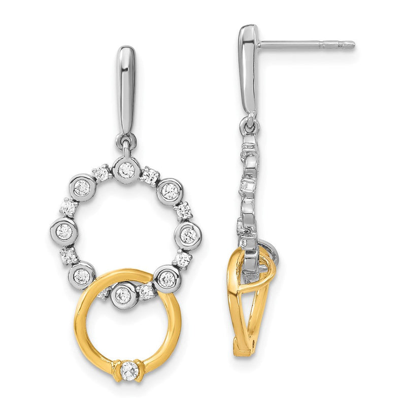 14K Bicolor Laborgezüchtete Diamant-Ohrhänger mit Steckverschluss, Fancy-Circle-Form, 0,375 ct., VS/SI+ G+