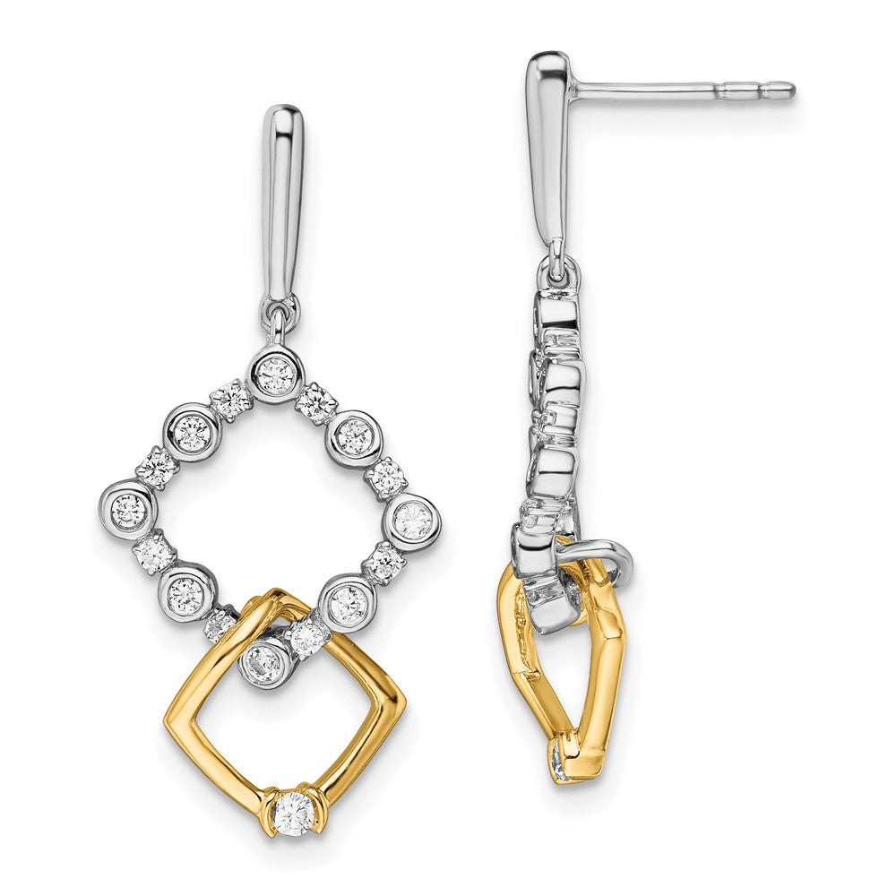 14K Zweifarbig 0,375 ct. Zuchtdiamant VS/SI+ G+ Fantasie-Quadratische Ohrhänger mit Ohrstecker-Verschluss