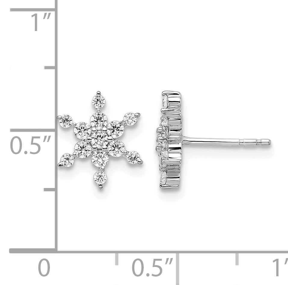14K Weißgold Ohrstecker mit 0,5 ct. im Labor gezüchteten Diamanten VS/SI+ G+, Sternform