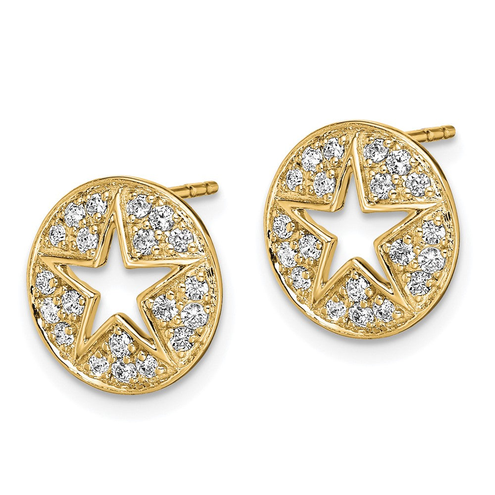 14K Gelbgold Labordiamant Kreis-Stern-Ohrstecker VS/SI+ G+