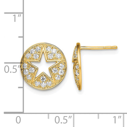 14K Gelbgold Labordiamant Kreis-Stern-Ohrstecker VS/SI+ G+