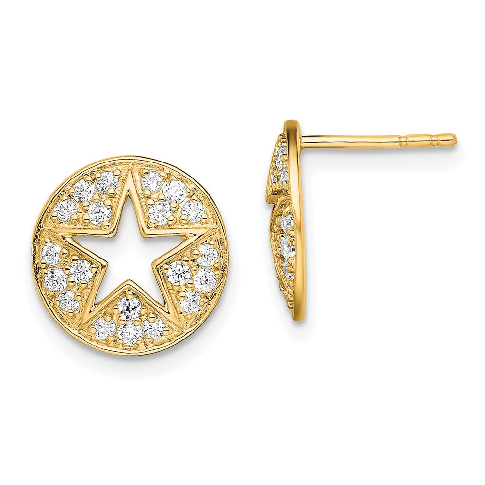 14K Gelbgold Labordiamant Kreis-Stern-Ohrstecker VS/SI+ G+