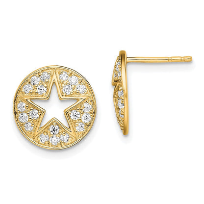 14K Gelbgold Labordiamant Kreis-Stern-Ohrstecker VS/SI+ G+