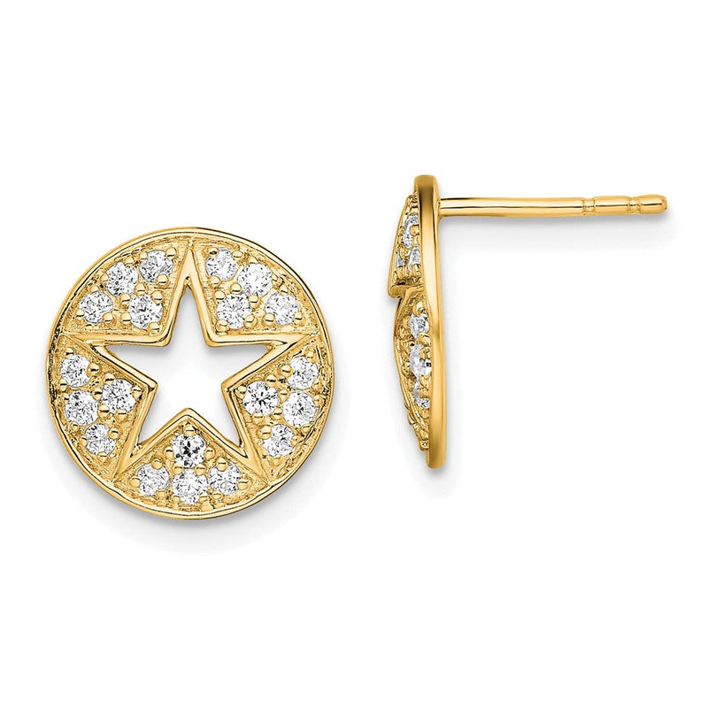 14K Gelbgold Labordiamant Kreis-Stern-Ohrstecker VS/SI+ G+