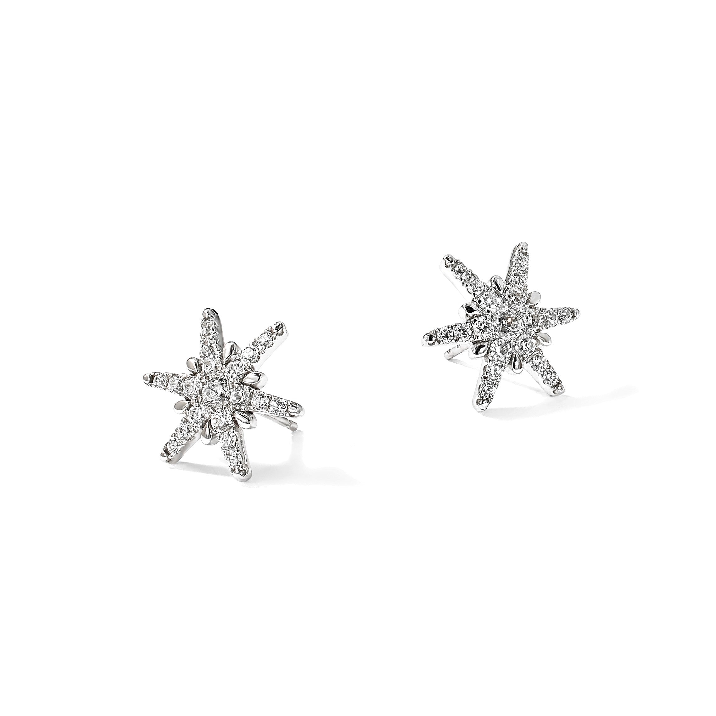 14K Weißgold Ohrstecker mit Sternmotiv, 0,625 ct. Laborgezüchtete Diamanten VS/SI+ G+