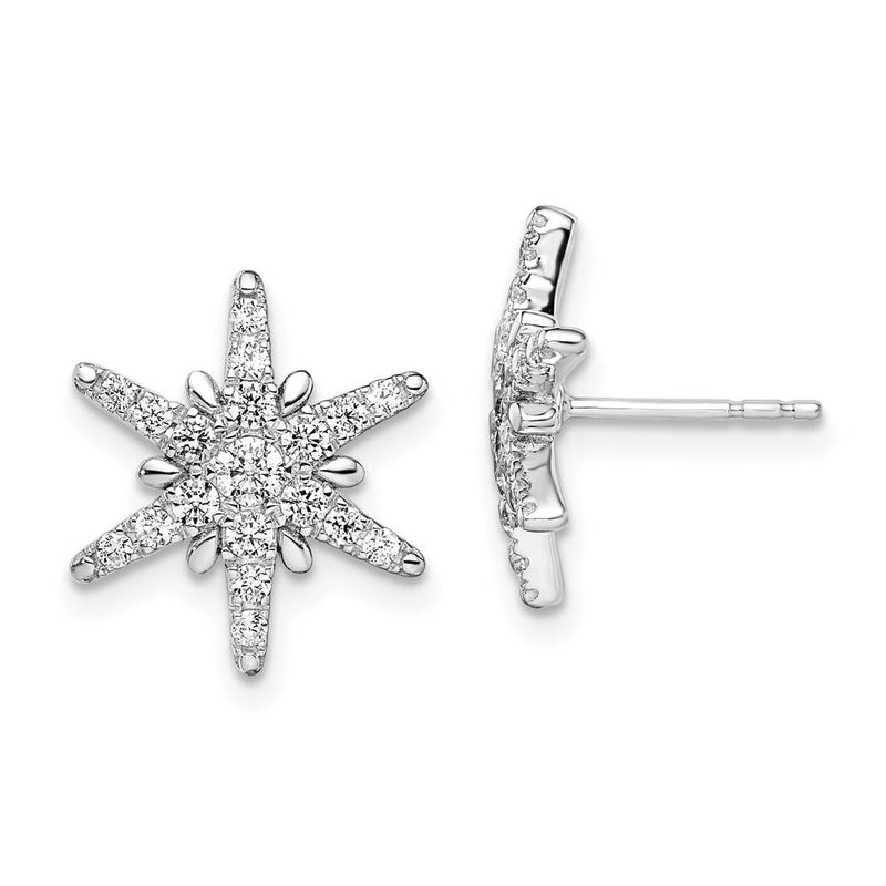 14K Weißgold Ohrstecker mit Sternmotiv, 0,625 ct. Laborgezüchtete Diamanten VS/SI+ G+
