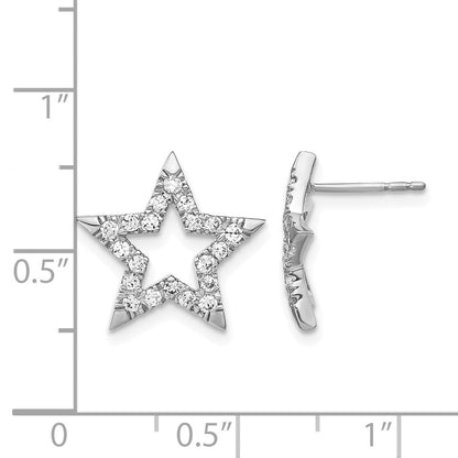 585 Weißgold Ohrstecker mit im Labor gezüchteten Diamanten, Stern-Design, VS/SI+ G+