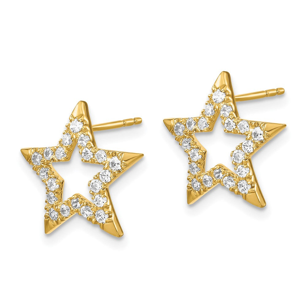 14K Gelbgold Laborgezüchtete Diamant VS/SI+ G+ Stern-Ohrstecker