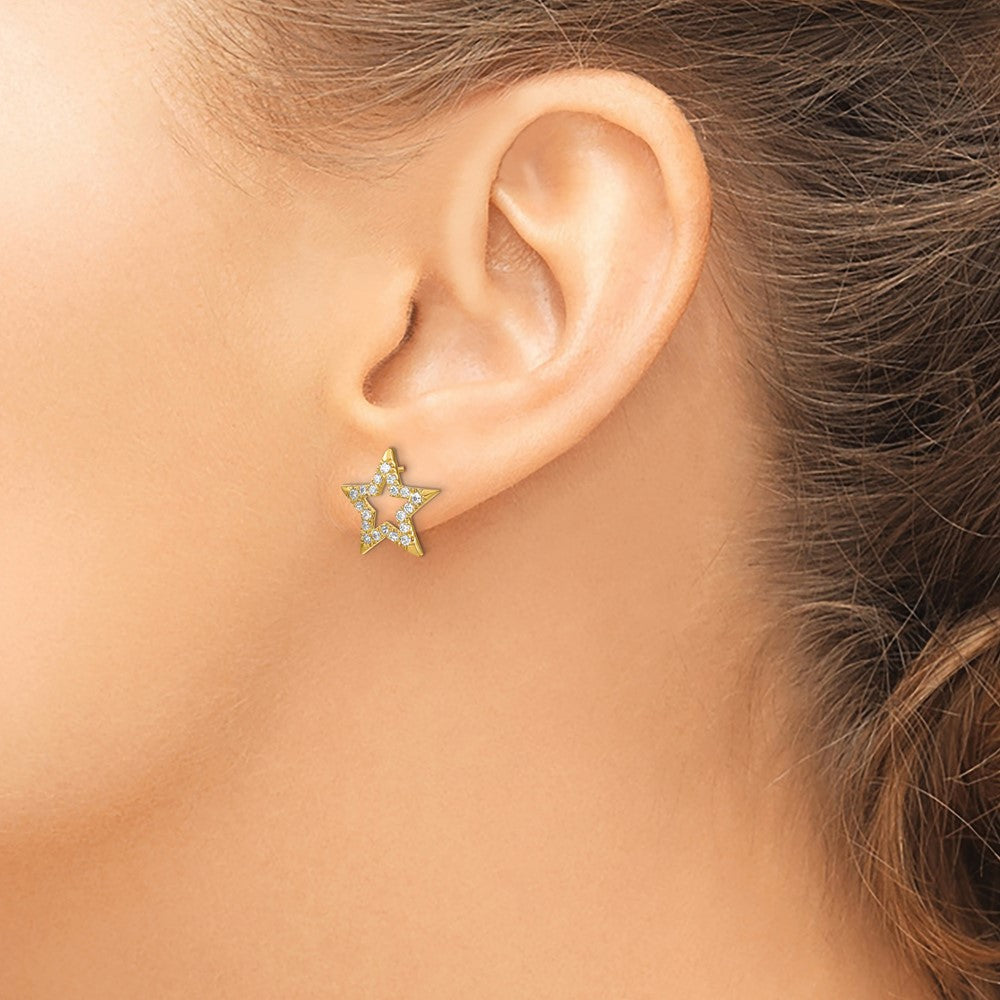 14K Gelbgold Laborgezüchtete Diamant VS/SI+ G+ Stern-Ohrstecker