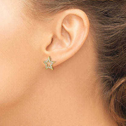 14K Gelbgold Laborgezüchtete Diamant VS/SI+ G+ Stern-Ohrstecker