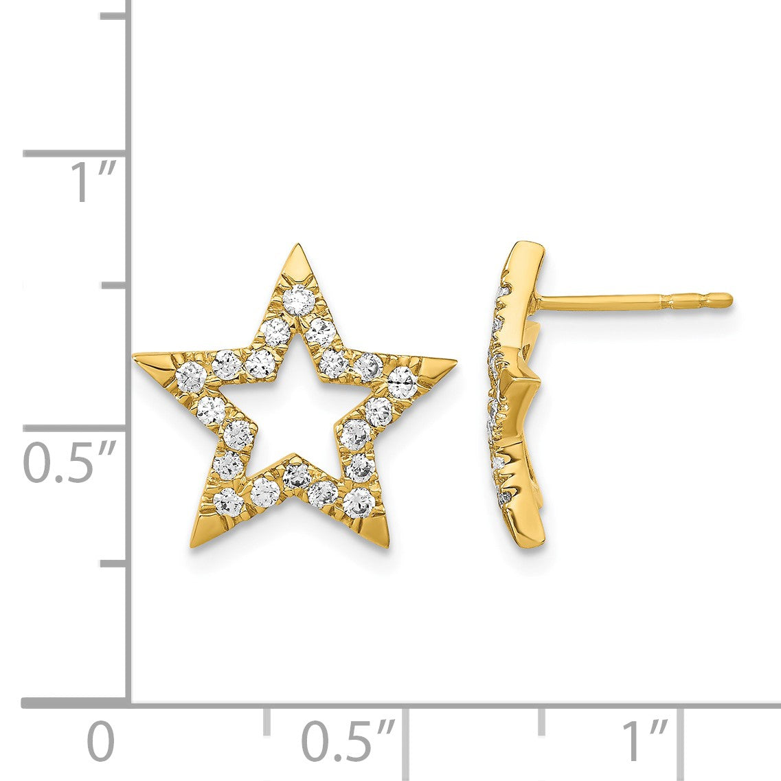 14K Gelbgold Laborgezüchtete Diamant VS/SI+ G+ Stern-Ohrstecker