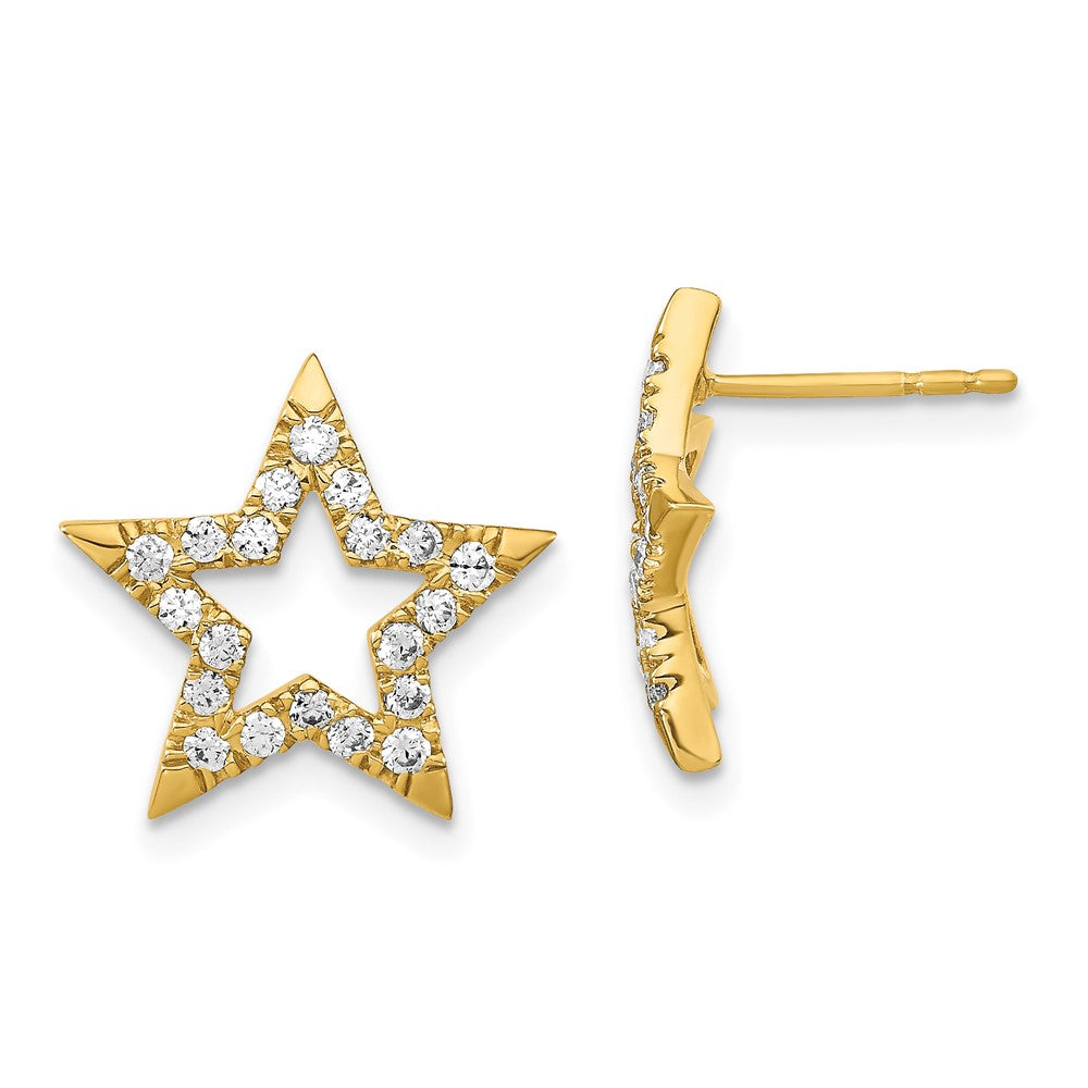 14K Gelbgold Laborgezüchtete Diamant VS/SI+ G+ Stern-Ohrstecker