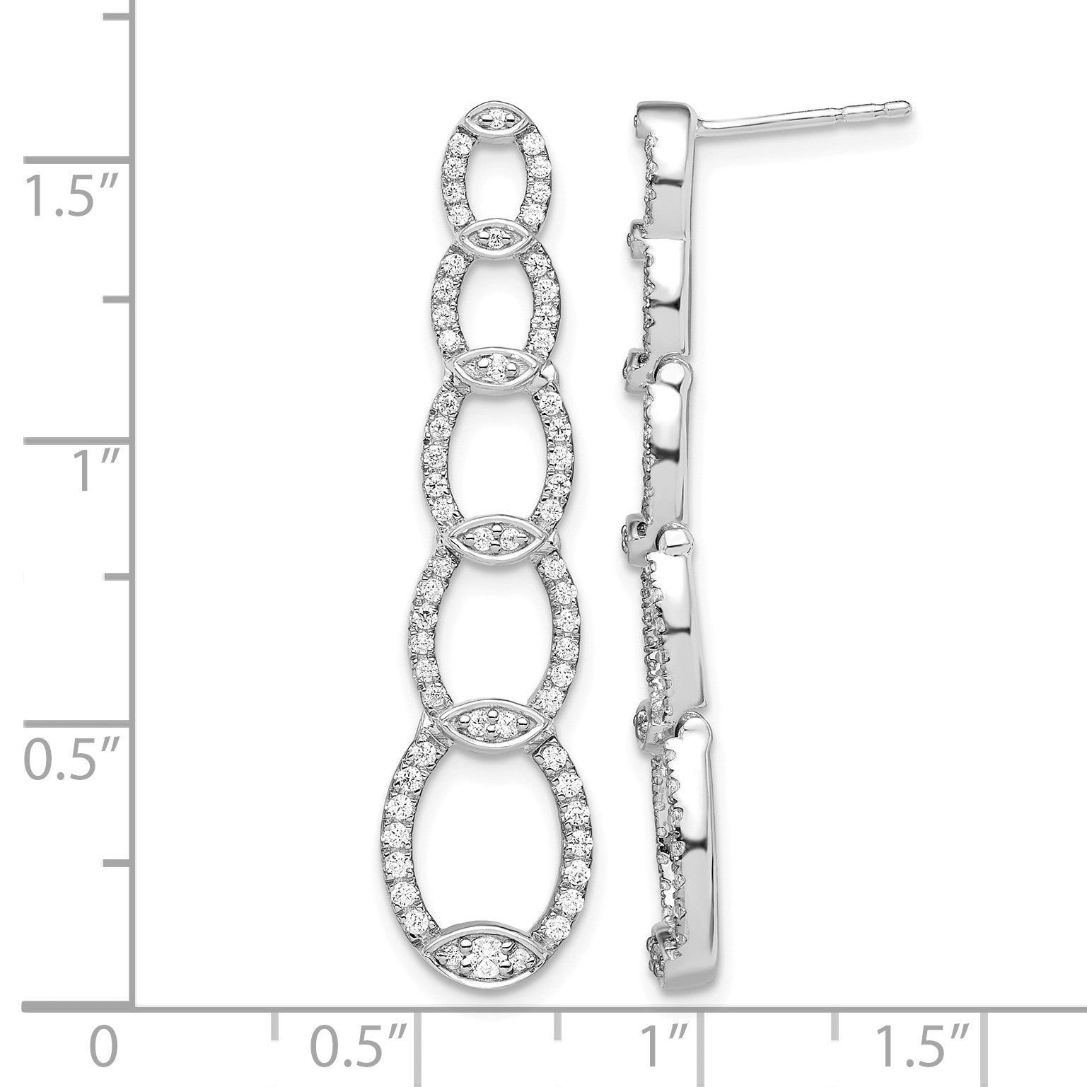 14K Weißgold Ohrhänger mit Steckverschluss und Labor-gezüchteten Diamanten, VS/SI FGH