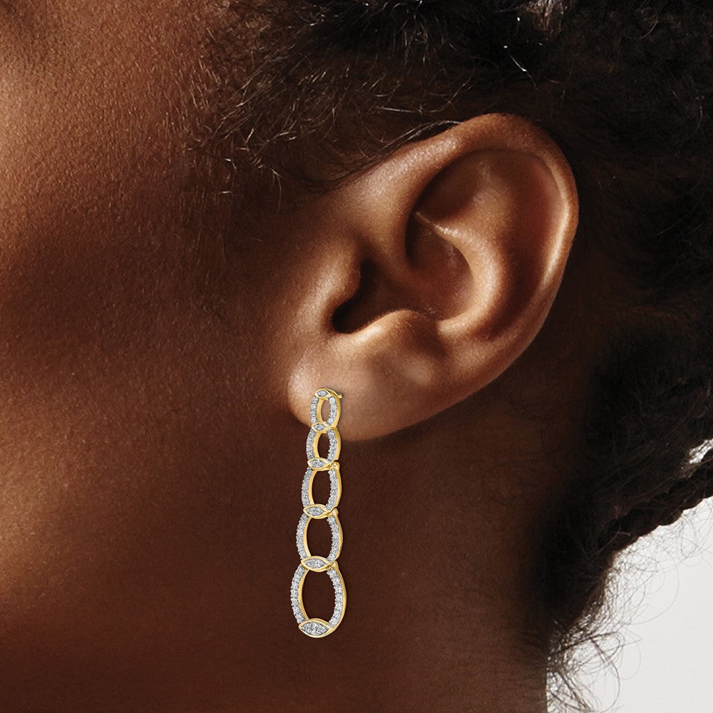 14K Gelbgold Labor-Diamant VS/SI+ G+ Ohrhänger-Ohrstecker