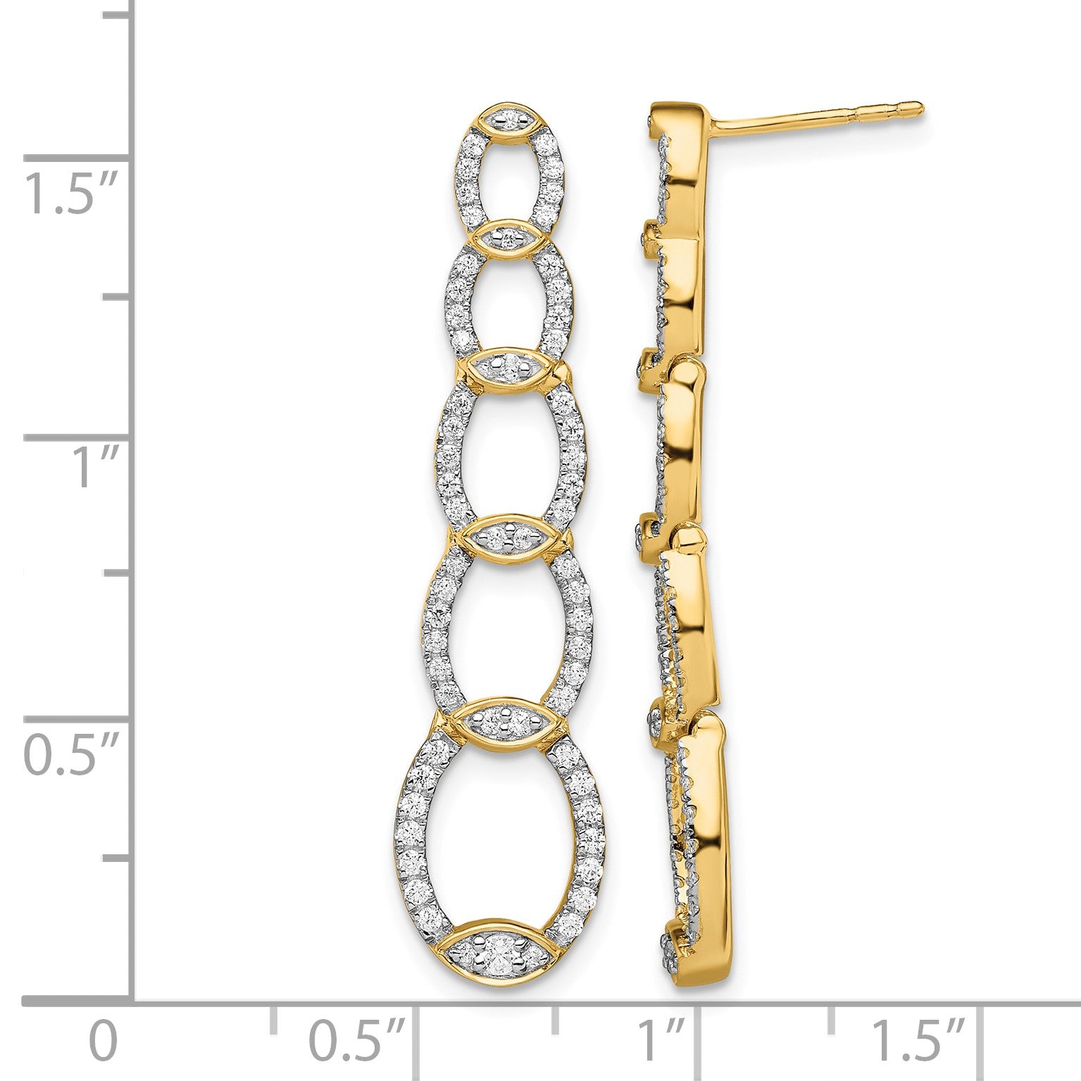 14K Gelbgold Labor-Diamant VS/SI+ G+ Ohrhänger-Ohrstecker