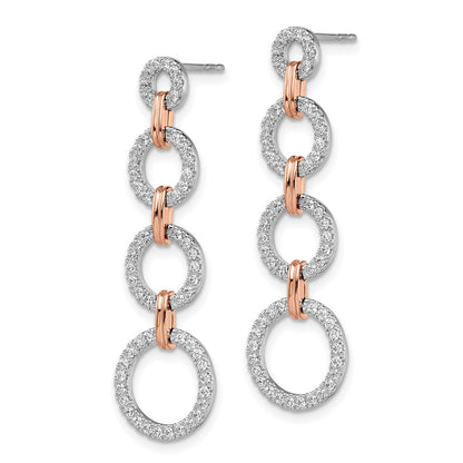 14K Zweifarbige Rosé- und Weißgold-Ohrhänger mit 0,625 ct. Laborgezüchteten Diamanten VS/SI+ G+, Kreisform, Stecker-Verschluss