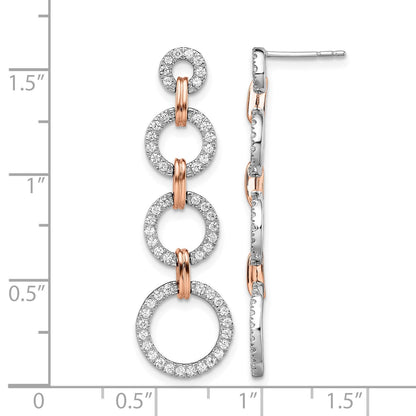 14K Zweifarbige Rosé- und Weißgold-Ohrhänger mit 0,625 ct. Laborgezüchteten Diamanten VS/SI+ G+, Kreisform, Stecker-Verschluss