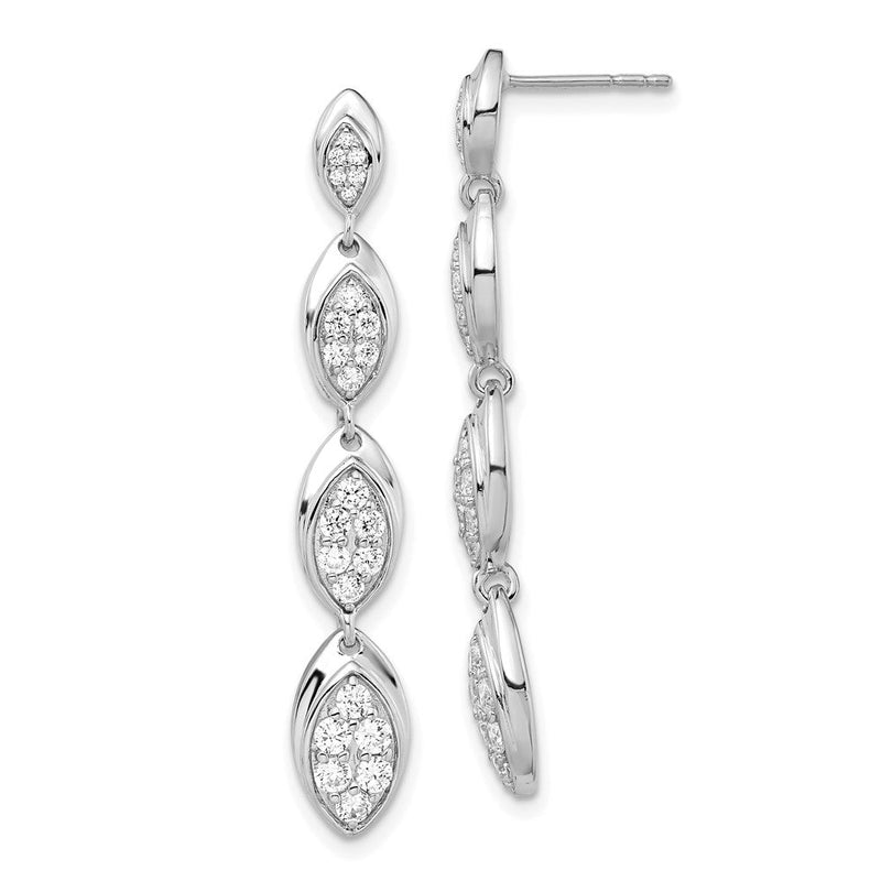 14K Weißgold 0,875 ct. Laborgezüchtete Diamanten VS/SI+ G+ Pavé Ohrhänger mit Stecker