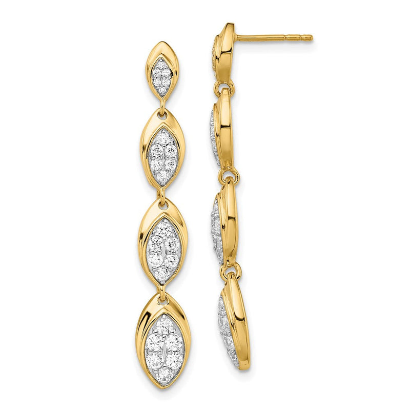 14K Gelbgold Ohrhänger mit Pavé-Fassung und 0,875 ct. im Labor gezüchteten Diamanten VS/SI+ G+