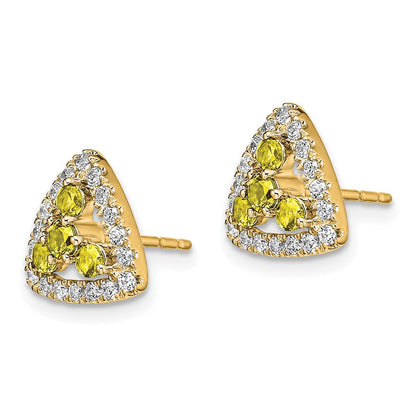 14K Gelbgold Labor gezüchtete Diamanten VS/SI+ G+ Gezüchteter Gelber Saphir Dreieck-Ohrstecker