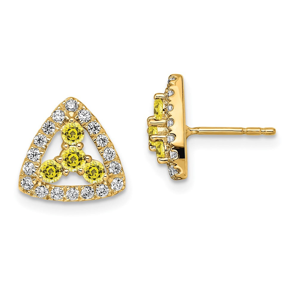 14K Gelbgold Labor gezüchtete Diamanten VS/SI+ G+ Gezüchteter Gelber Saphir Dreieck-Ohrstecker