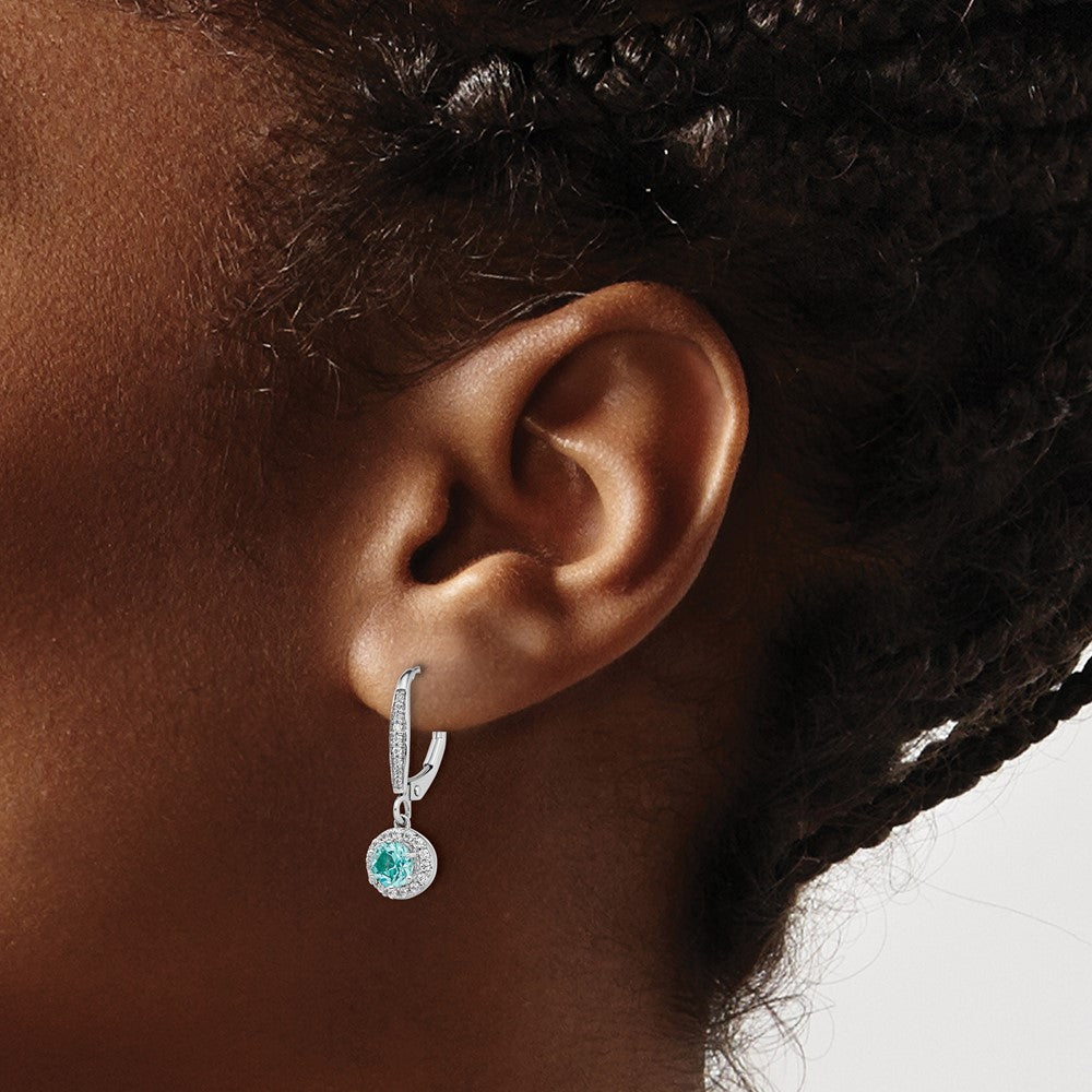 Pure Serenity 14K Weißgold Ohrhänger mit 0,25 ct. Laborgezüchteten Diamanten VS/SI+ G+ und Laborgezüchteten Paraiba-Turmalinen mit Leverback-Verschluss