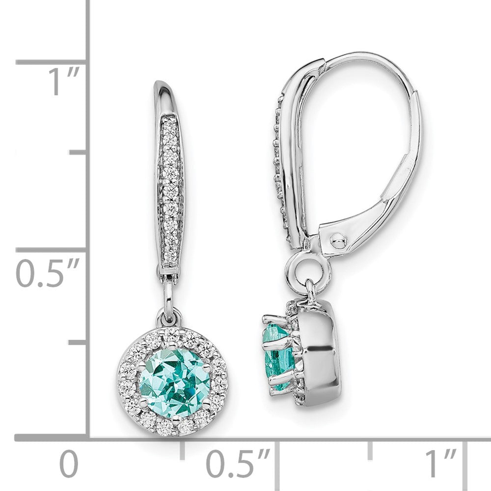 Pure Serenity 14K Weißgold Ohrhänger mit 0,25 ct. Laborgezüchteten Diamanten VS/SI+ G+ und Laborgezüchteten Paraiba-Turmalinen mit Leverback-Verschluss
