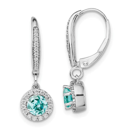 Pure Serenity 14K Weißgold Ohrhänger mit 0,25 ct. Laborgezüchteten Diamanten VS/SI+ G+ und Laborgezüchteten Paraiba-Turmalinen mit Leverback-Verschluss
