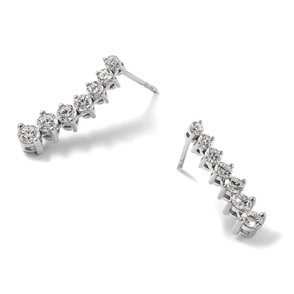 14K Weißgold Ohrhänger mit 1,5 ct. laborgezüchteten Diamanten, VS/SI+ G+, abgestuft, mit Stecker