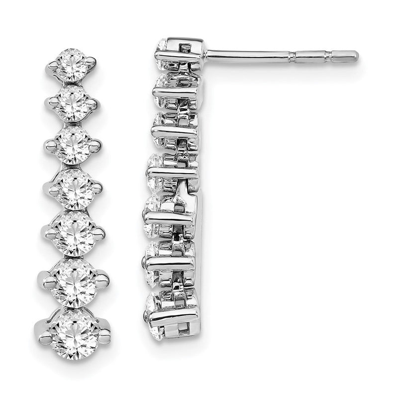 14K Weißgold Ohrhänger mit 1,5 ct. laborgezüchteten Diamanten, VS/SI+ G+, abgestuft, mit Stecker